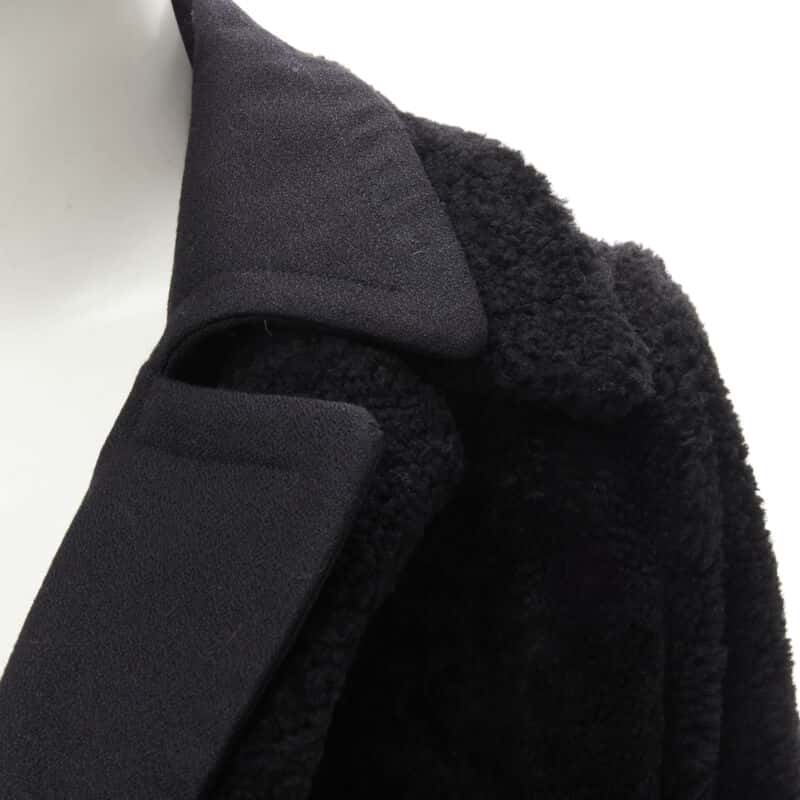 Celine Black Shearling Coat Black Fur Very good condition - Back View