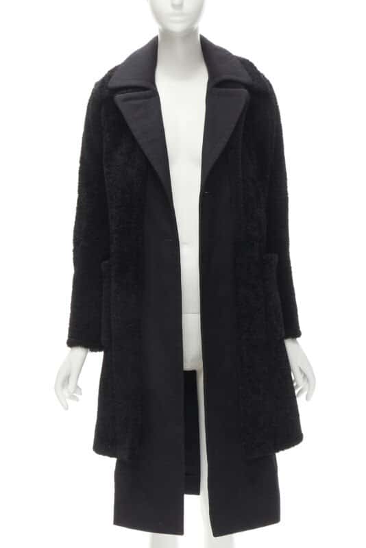 Celine Black Shearling Coat Black Fur Very good condition - Inside View