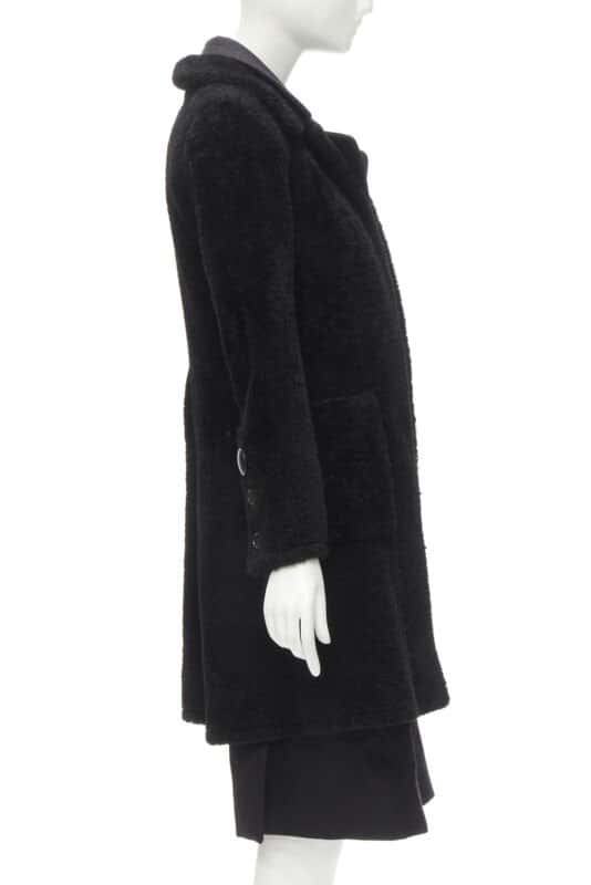 Celine Black Shearling Coat Black Fur Very good condition - Box View
