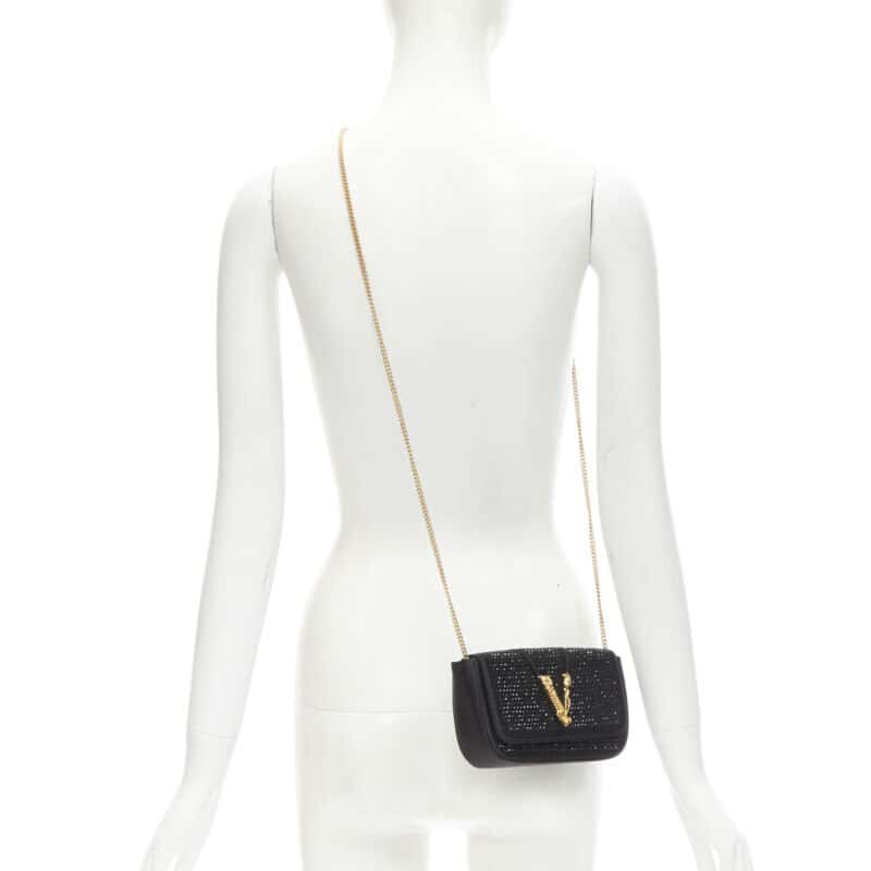 Versace Crystal Virtus Clutch Black Silk Never worn, with tag - Back View