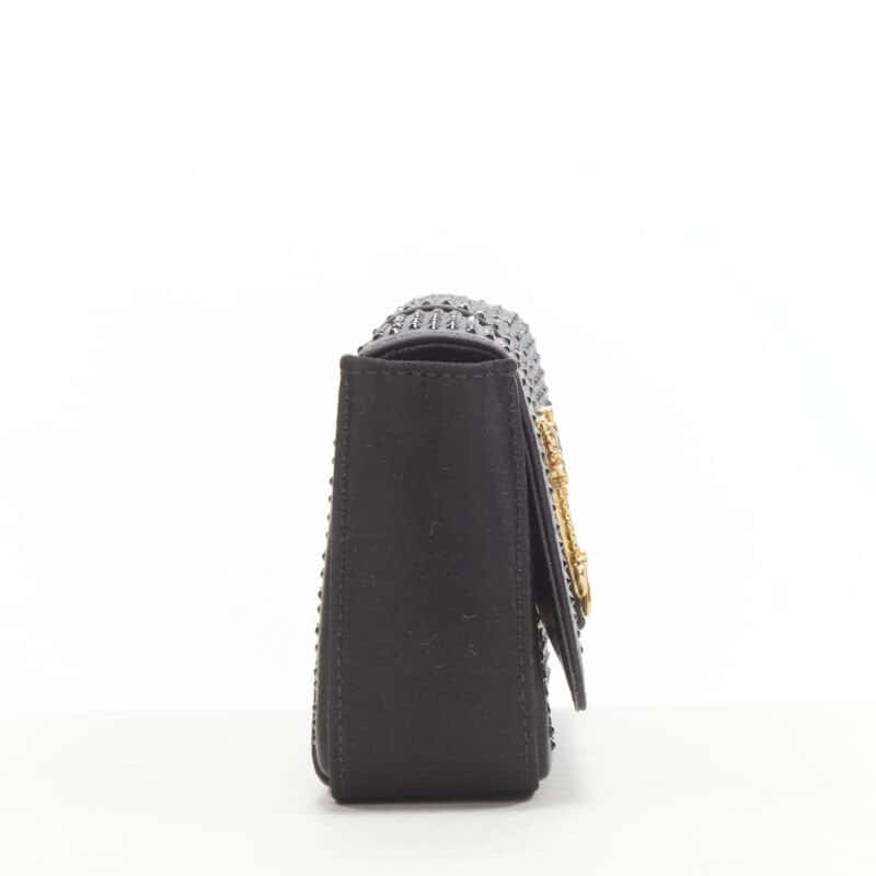 Versace Crystal Virtus Clutch Black Silk Never worn, with tag - Model View