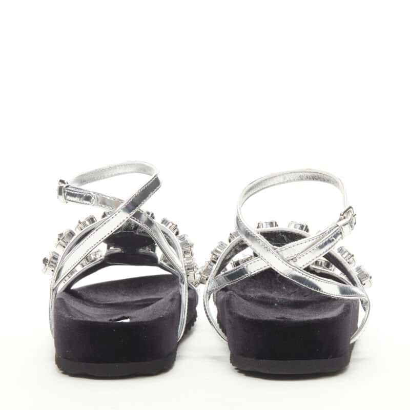 Miu Miu Rhinestone Sandals Silver Leather Never worn - Box View