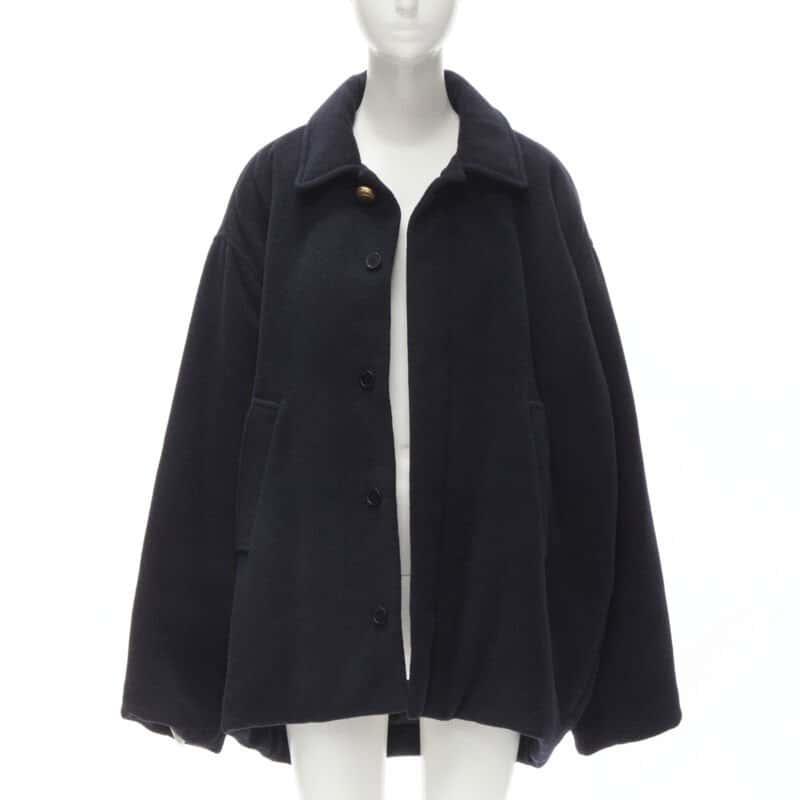 Balenciaga Navy Cocoon Coat Navy Polyester Never worn, with tag - Inside View