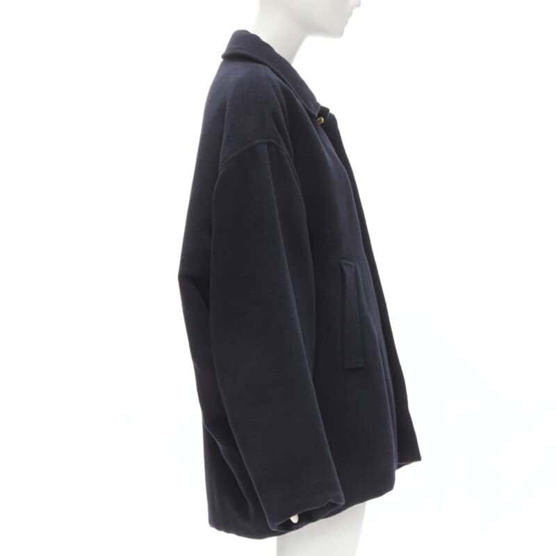Balenciaga Navy Cocoon Coat Navy Polyester Never worn, with tag - Box View