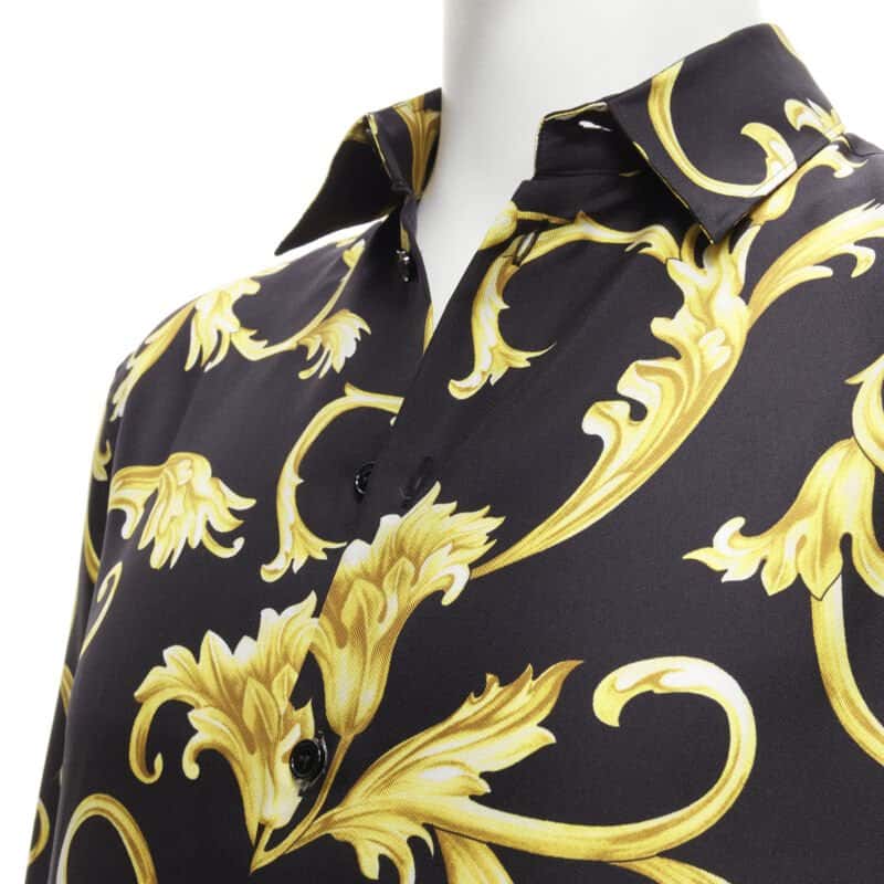Versace Gold Flora Shirt Black Silk Never worn, with tag - Back View