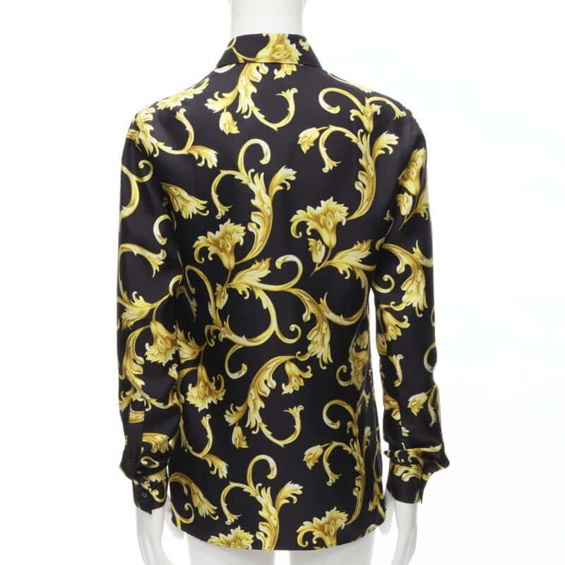 Versace Gold Flora Shirt Black Silk Never worn, with tag - Box View