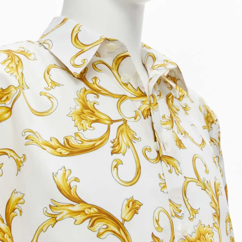 Versace Rococo Floral Shirt White Cotton Never worn, with tag - Back View
