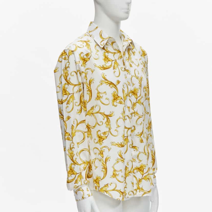 Versace Rococo Floral Shirt White Cotton Never worn, with tag - Inside View
