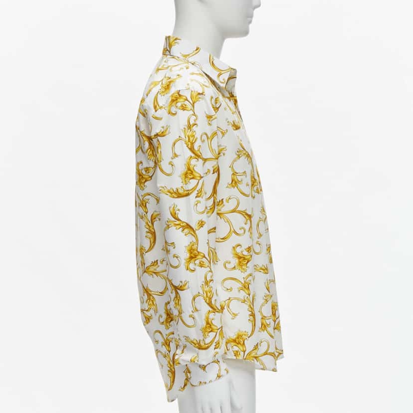 Versace Rococo Floral Shirt White Cotton Never worn, with tag - Model View