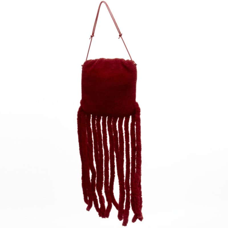Bottega Veneta Red Shearling Clutch Red Fur Never worn, with tag - Back View