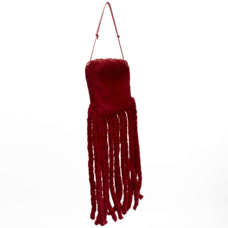 Bottega Veneta Red Shearling Clutch Red Fur Never worn, with tag - Inside View