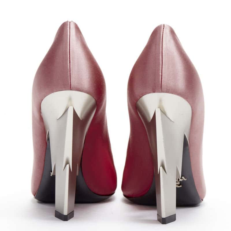 Prada Silk Metal Heels Pink Polyester Never worn - Box View