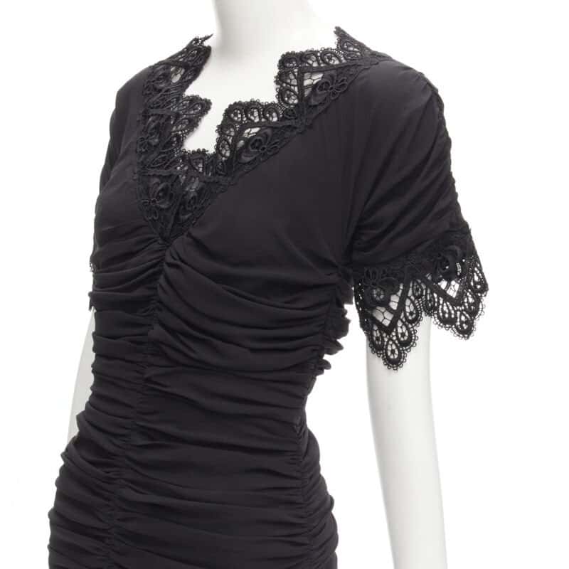 Dolce & Gabbana Shirred Lace Dress Black Silk Never worn, with tag - Back View