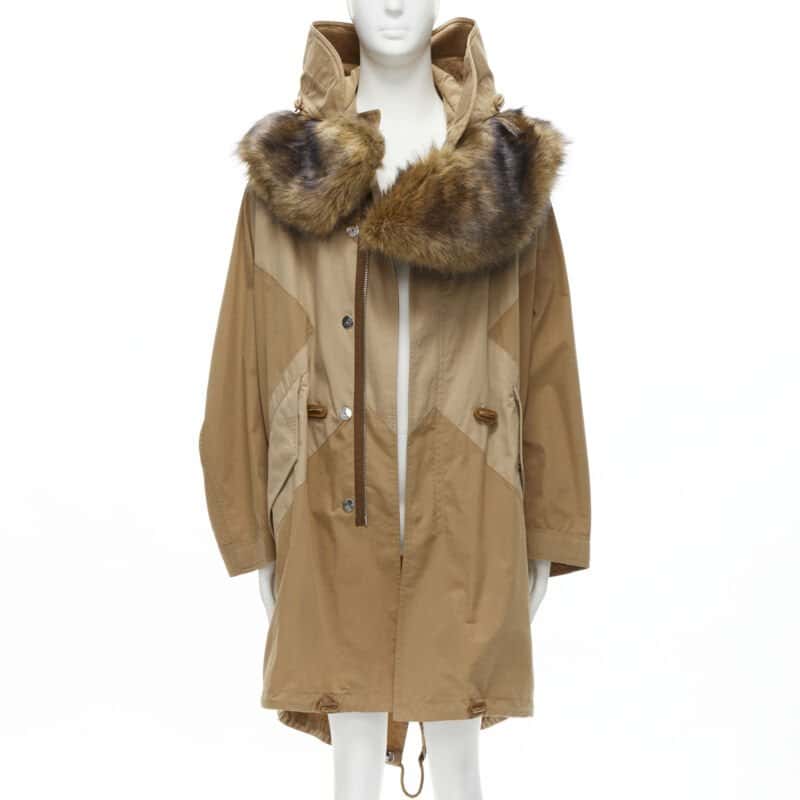 Burberry Walnut Fur Anorak Beige Cotton Never worn, with tag - Front View