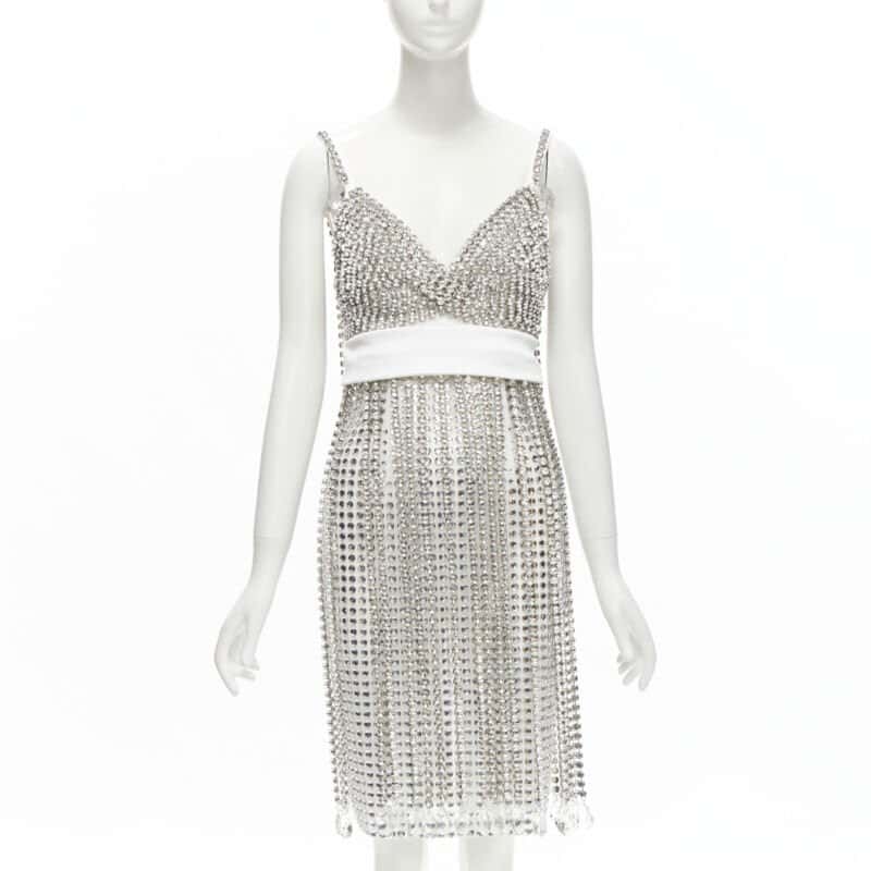 Burberry Crystal Flapper Dress White Viscose Never worn, with tag - Front View
