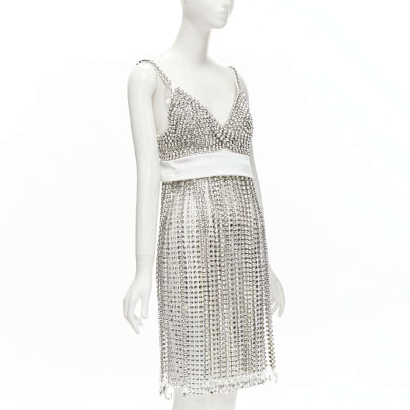 Burberry Crystal Flapper Dress White Viscose Never worn, with tag - Inside View
