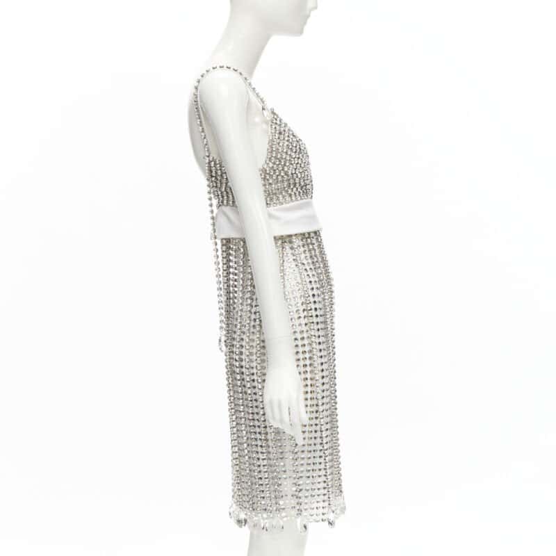 Burberry Crystal Flapper Dress White Viscose Never worn, with tag - Model View