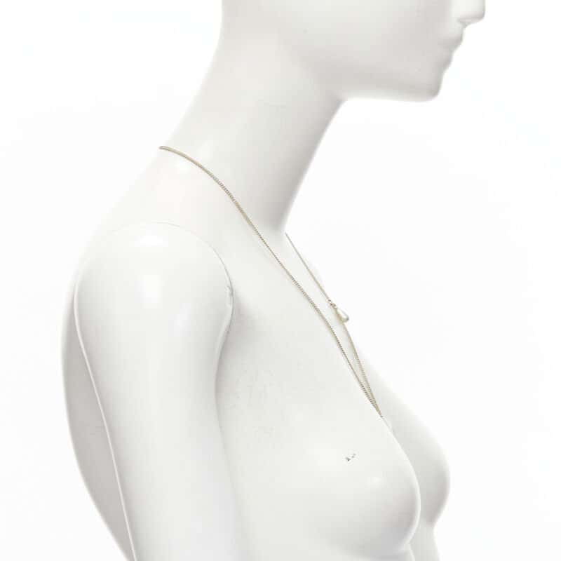 Chanel Heart Drop Necklace White Metal Never worn - Model View