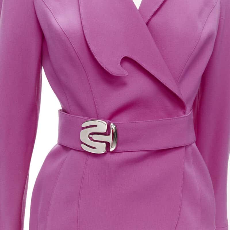 Thierry Mugler Pink Curved Blazer Pink Wool Very good condition - Back View