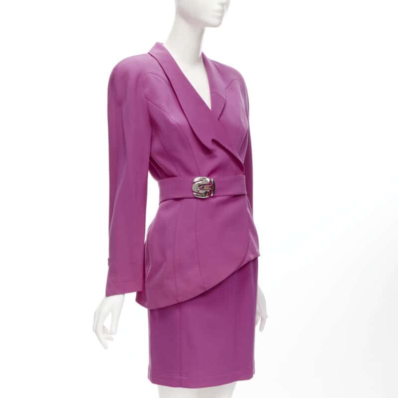 Thierry Mugler Pink Curved Blazer Pink Wool Very good condition - Inside View