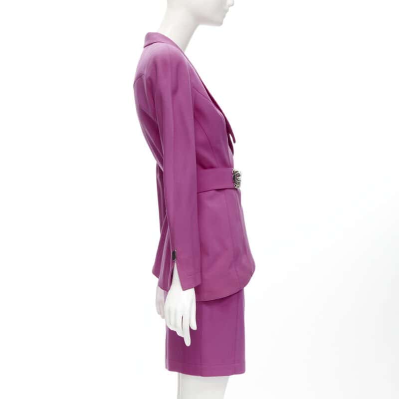 Thierry Mugler Pink Curved Blazer Pink Wool Very good condition - Model View