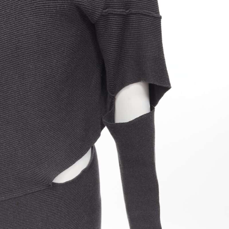 Issey Miyake Bias Cutout Dress Grey Cotton Good condition - Back View