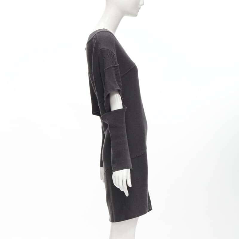 Issey Miyake Bias Cutout Dress Grey Cotton Good condition - Model View