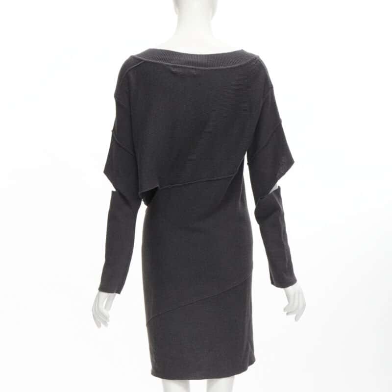 Issey Miyake Bias Cutout Dress Grey Cotton Good condition - Box View