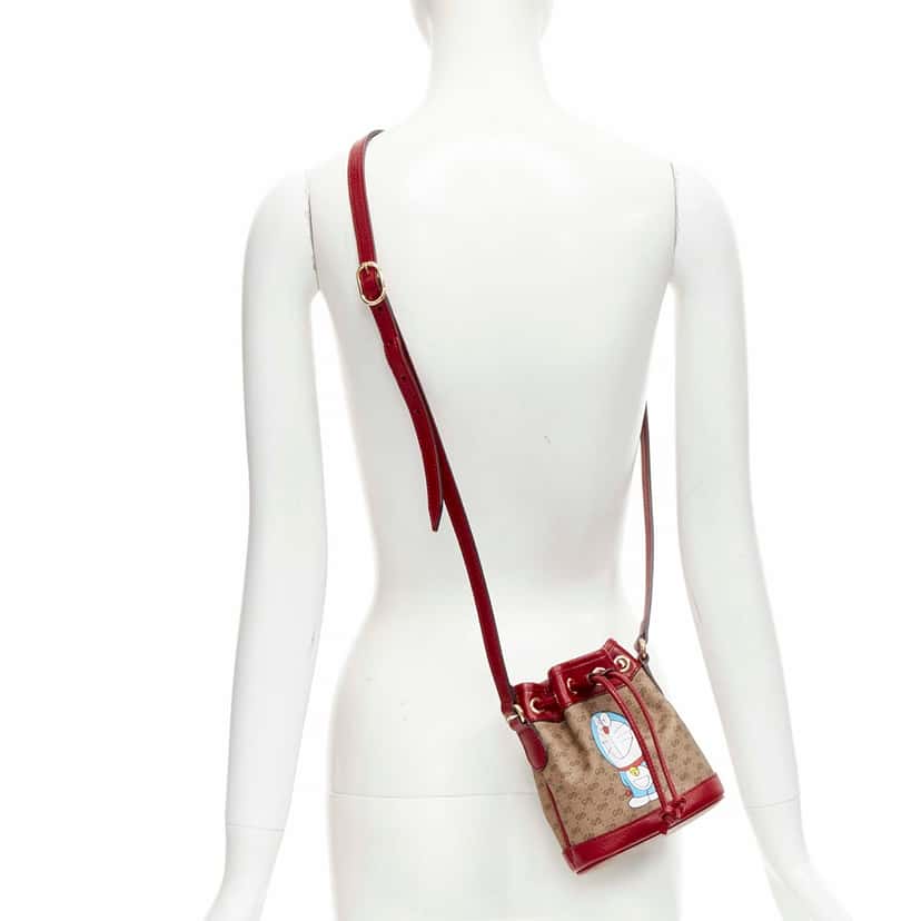 Gucci Doraemon GG Bucket Bag Brown Never worn, with tag - Front View