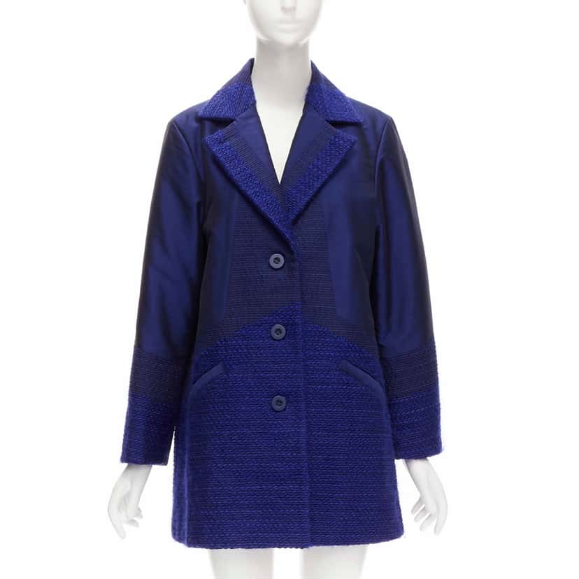 Issey Miyake Blue Tweed Coat Blue Cotton Never worn - Inside View