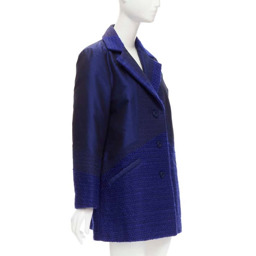 Issey Miyake Blue Tweed Coat Blue Cotton Never worn - Model View