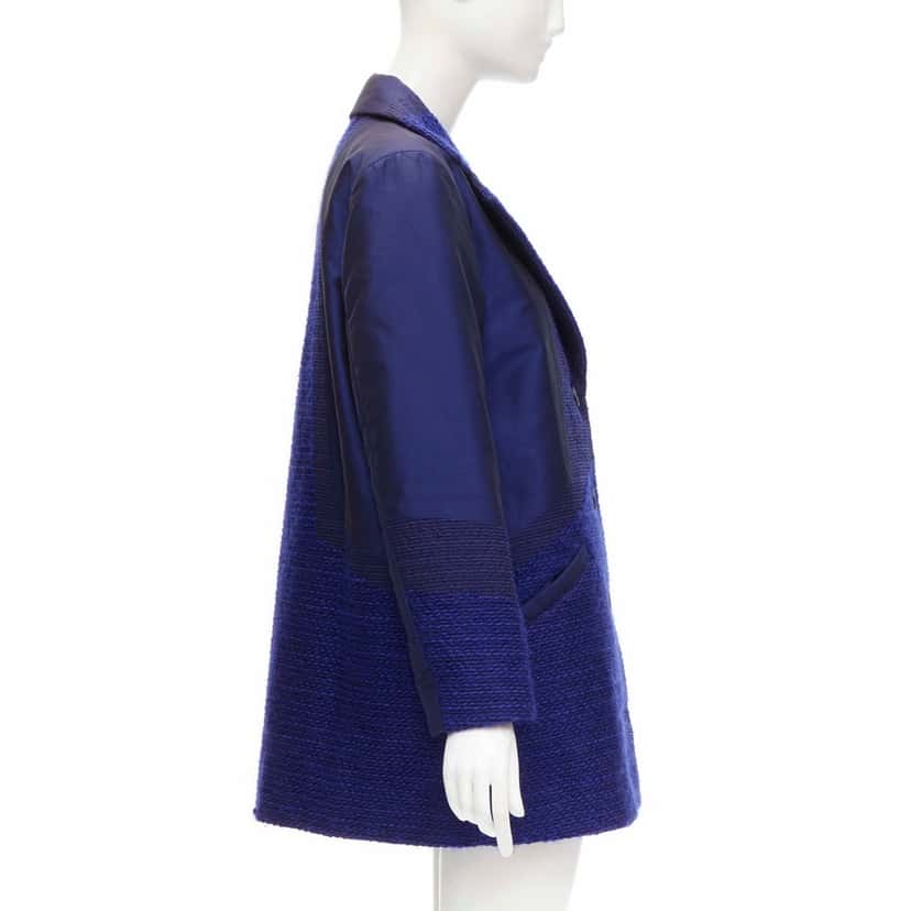 Issey Miyake Blue Tweed Coat Blue Cotton Never worn - Box View
