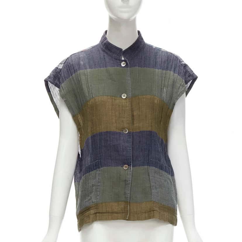 Issey Miyake Check Patchwork Vest MultiColor Linen Good condition - Inside View