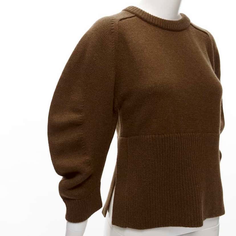 Chloé Puff Sleeve Sweater Brown Cashmere Never worn - Back View