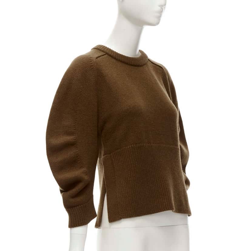 Chloé Puff Sleeve Sweater Brown Cashmere Never worn - Inside View