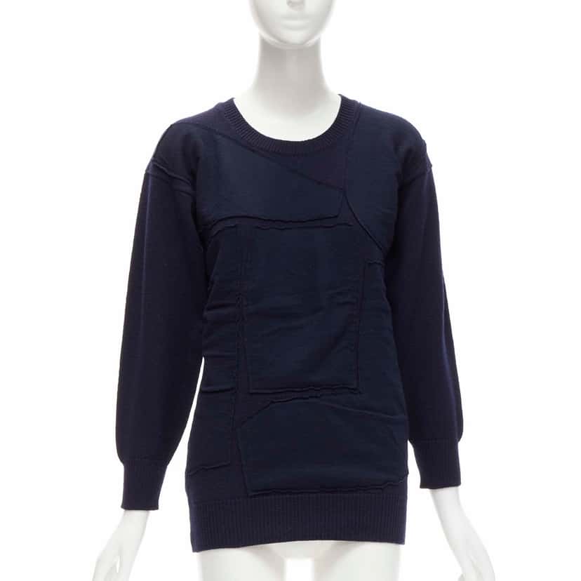 Comme Des Garcons Patchwork Wool Sweater Blue Wool Very good condition - Front View