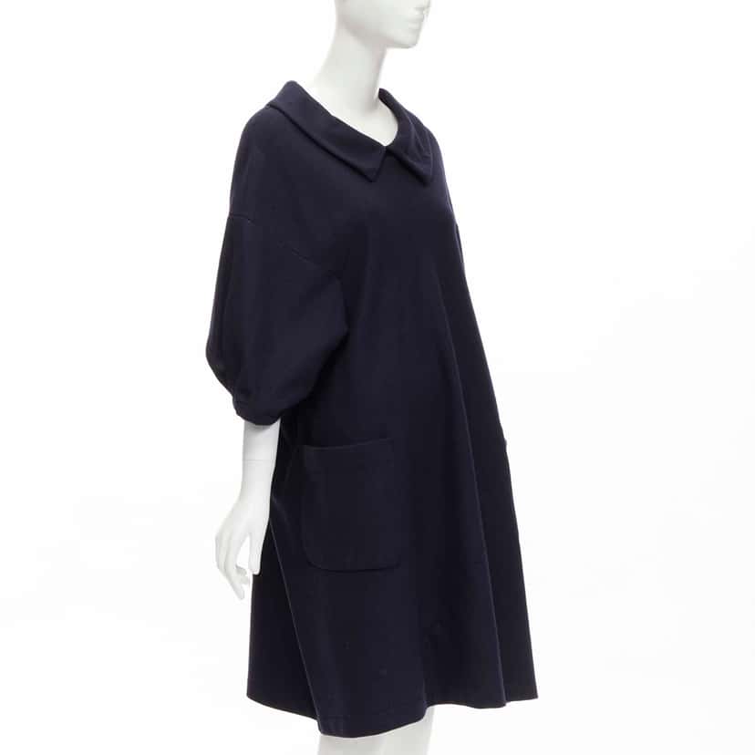 Comme Des Garcons Peterpan Collar Dress Navy Wool Never worn - Inside View
