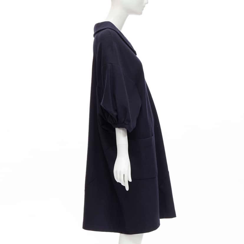 Comme Des Garcons Peterpan Collar Dress Navy Wool Never worn - Model View