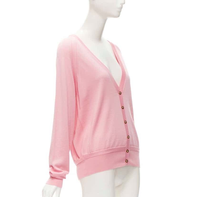 Versace Medusa Button Cardigan Pink Wool Never worn, with tag - Inside View