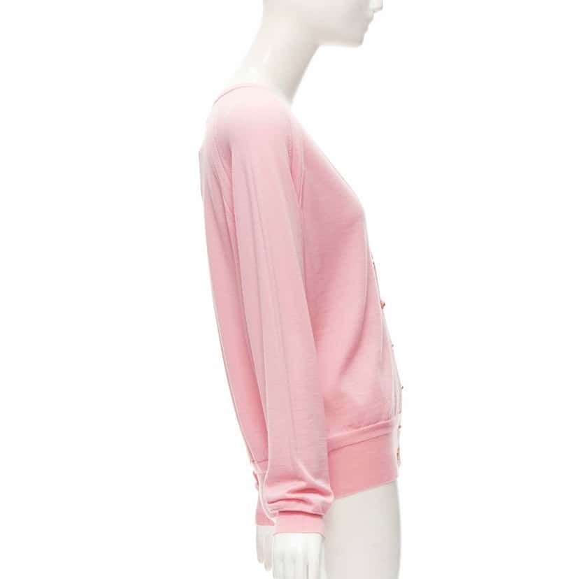 Versace Medusa Button Cardigan Pink Wool Never worn, with tag - Model View