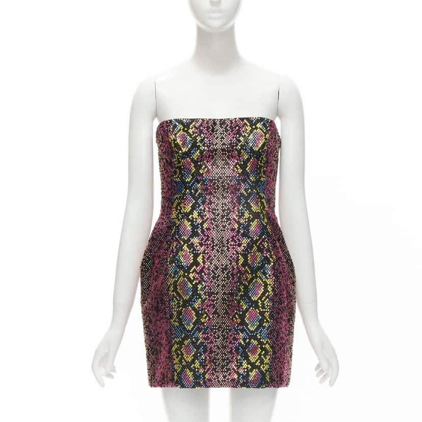 Versace Scaled Crystal Dress Pink Polyester Never worn, with tag - Front View