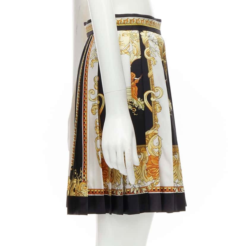 Versace Renaissance Silk Skirt Black Silk Never worn, with tag - Model View