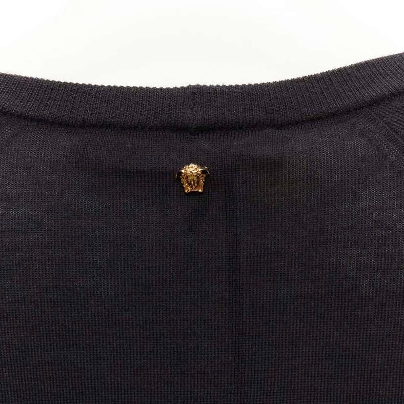 Versace Medusa Button Cardigan Black Wool Never worn, with tag - Back View
