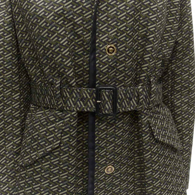 Versace Green Leather Trench Green Cotton Never worn, with tag - Back View
