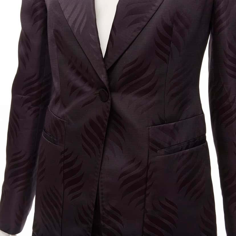 Gucci Black Jacquard Skirt Suit Purple Silk Very good condition - Back View