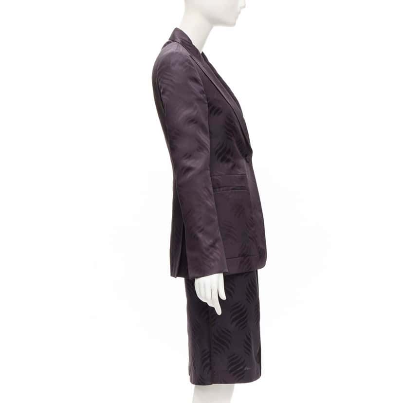 Gucci Black Jacquard Skirt Suit Purple Silk Very good condition - Box View