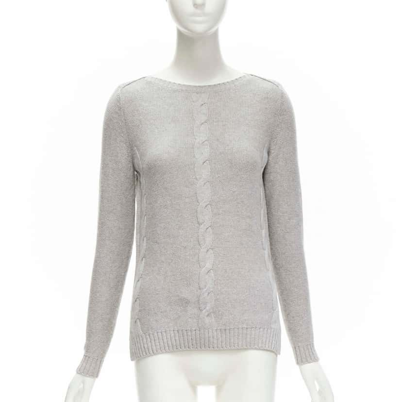 Loro Piana Braid Knit Sweater Grey Cashmere Never worn - Front View
