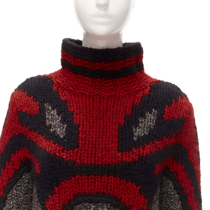 Celine Abstract Knit Dress Red Wool Never worn - Back View