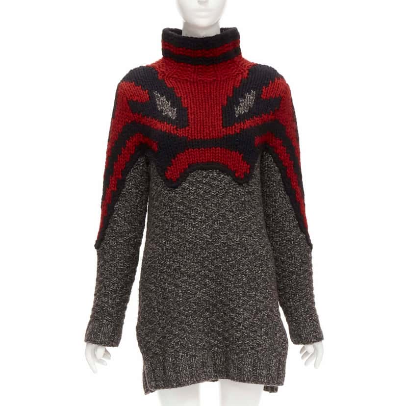 Celine Abstract Knit Dress Red Wool Never worn - Inside View