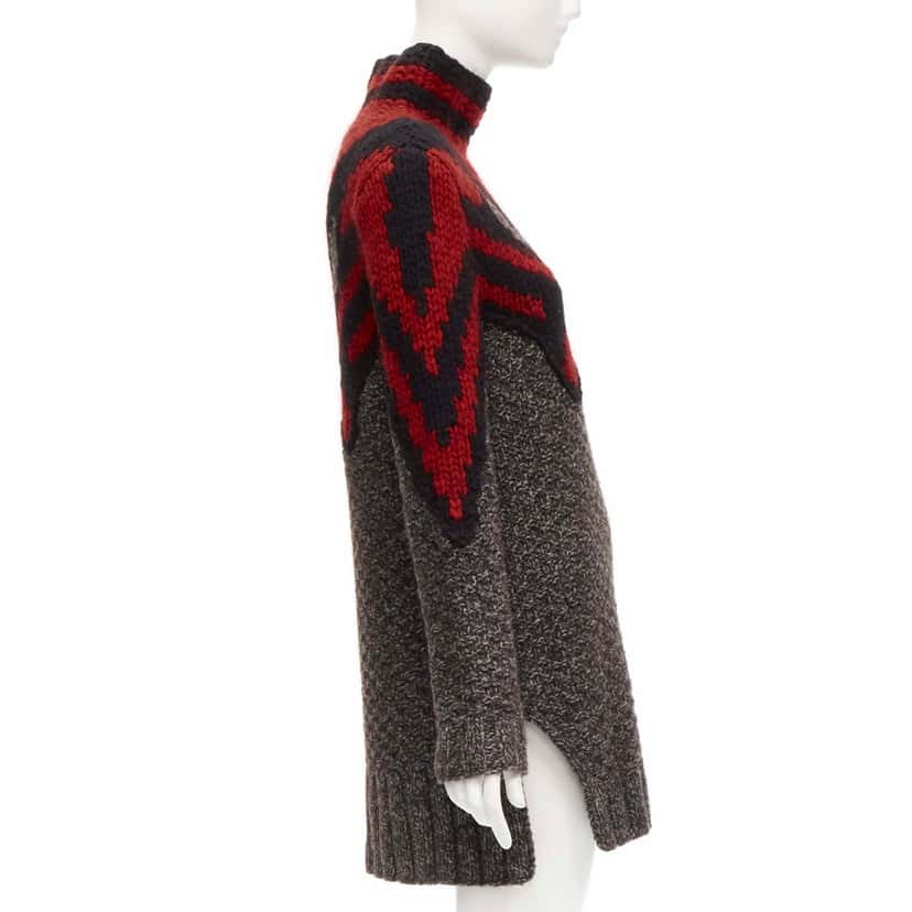 Celine Abstract Knit Dress Red Wool Never worn - Model View